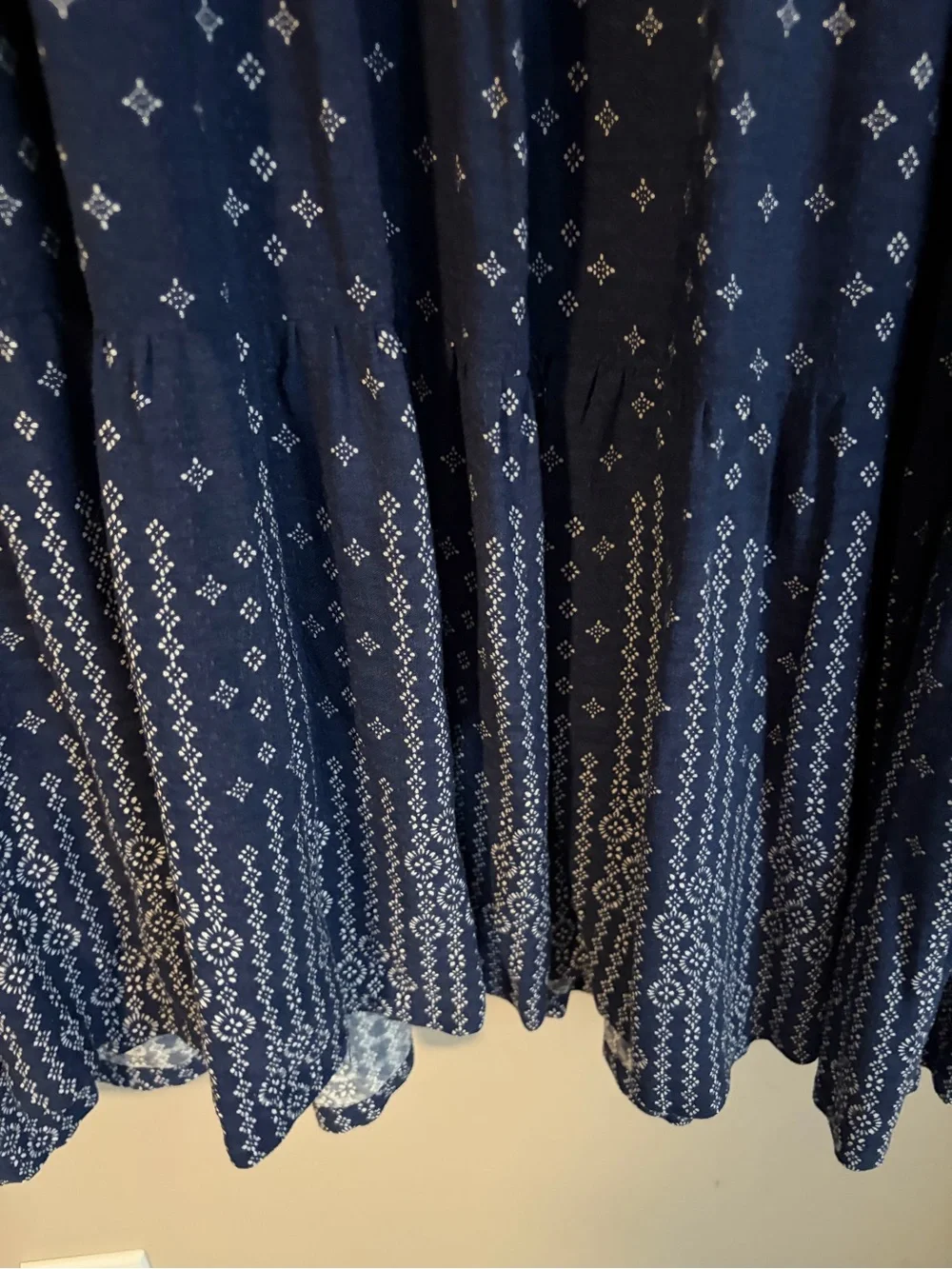 Anthropologie  Maeve Navy Blue Printed Short-Sleeve Midi Dress 2x - Picture 3 of 11